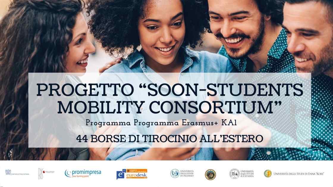 Bando Erasmus+ SOON-Students Mobility Consortium: 44 borse di tirocinio all’estero